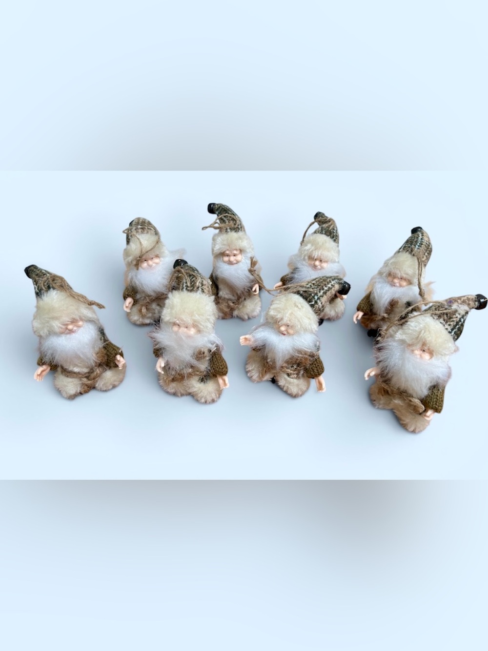 Set of 8 Santa Ornaments, Natural Colors
